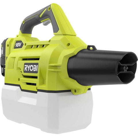 RYOBI ONEAND 18V fogger nozzle detail illustrating precision spray.
