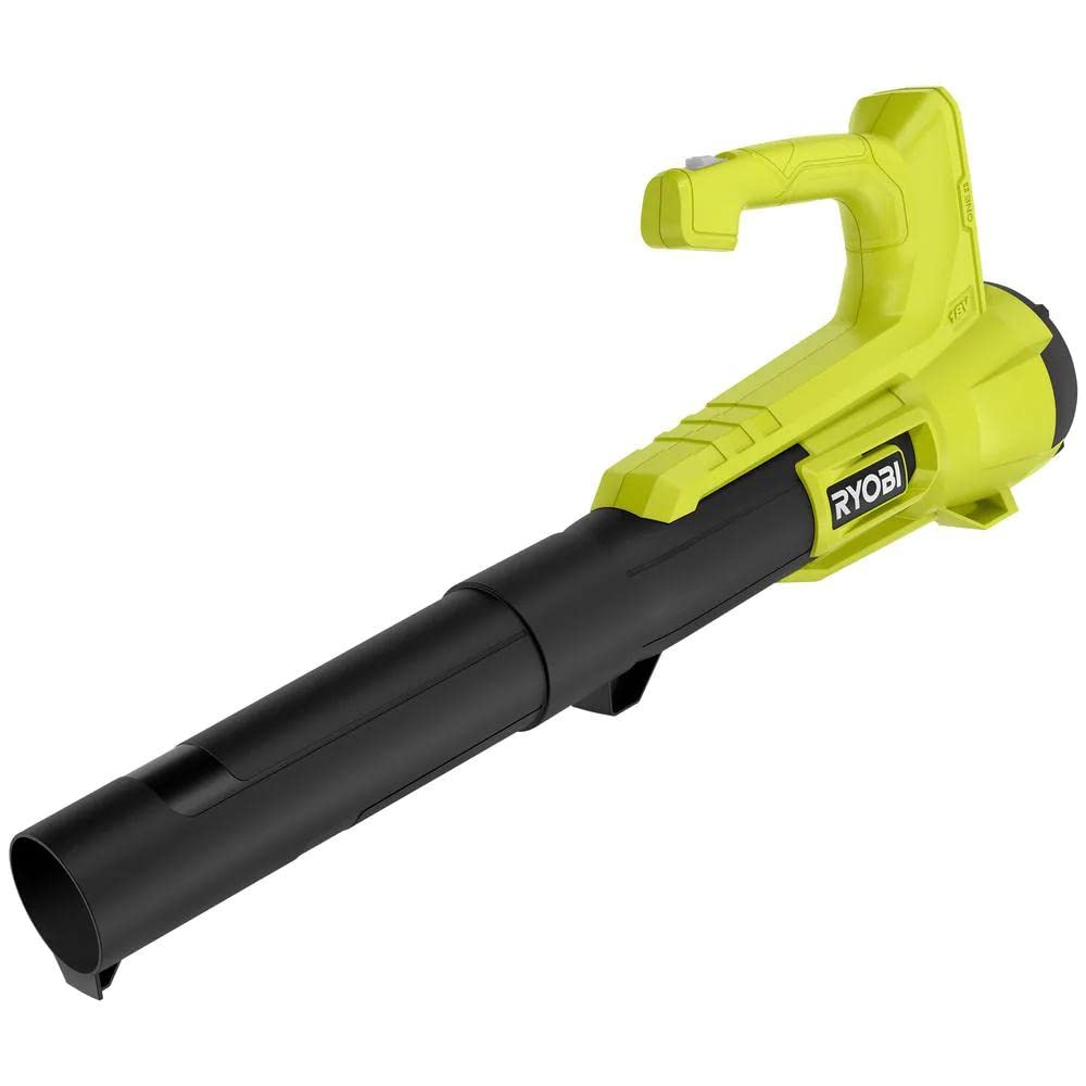 RYOBI ONE+ 18V leaf blower front view shows compact, lightweight handling