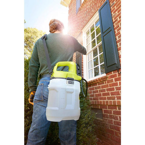 RYOBI ONE+ battery slot shown for compatible 18V battery installation.