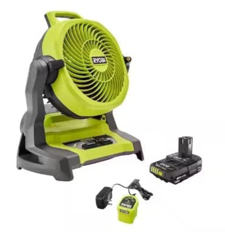 RYOBI ONE+ bucket top misting fan cools outdoor spaces with adjustable mist