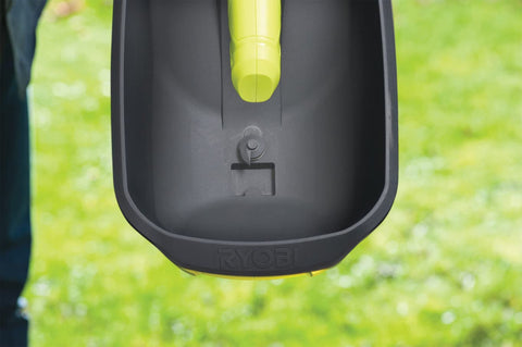Ryobi OSS1800 upright-storage design for easy yard shed placement.
