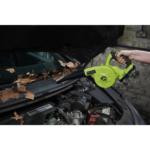 Ryobi R18TB-0 variable speed trigger for precise control during cleaning tasks.
