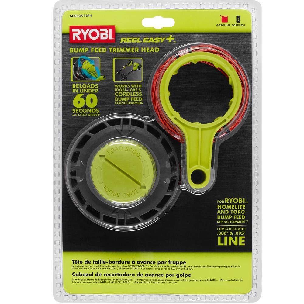 RYOBI Reel EASYAND bump feed head front view for fast line winding and reliable performance.