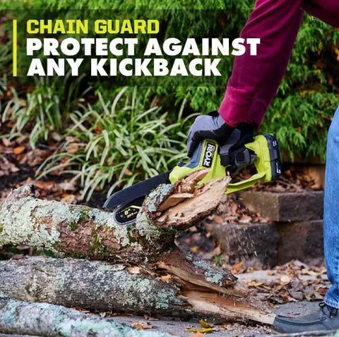 Variable speed trigger on the RYOBI pruning chainsaw for precise control