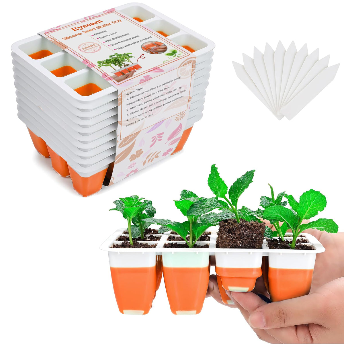 Ryscam seed-starter-tray orange 10pcs pack boosts germination efficiency