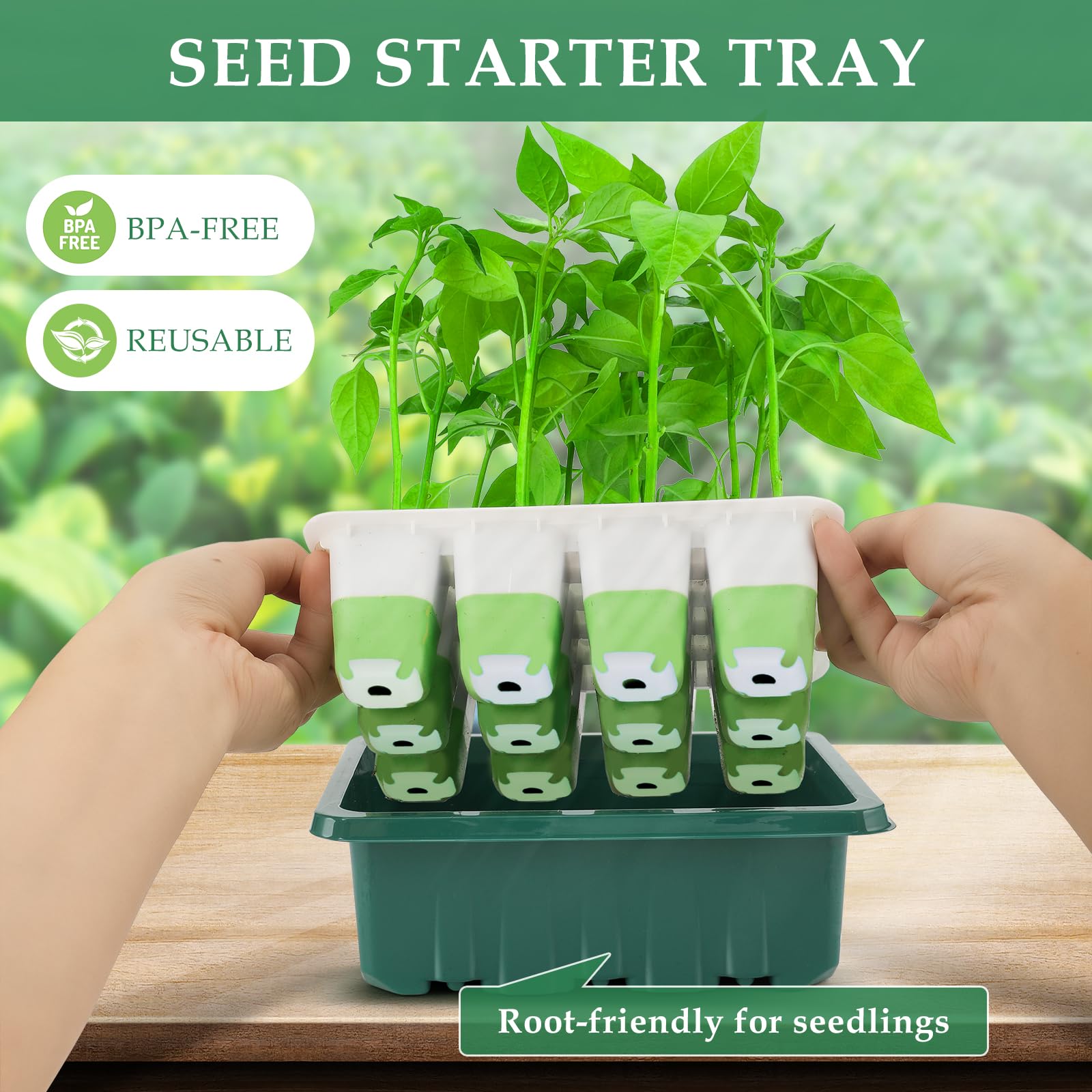 Ryscam seed starter tray features drainage grooves for better aeration.