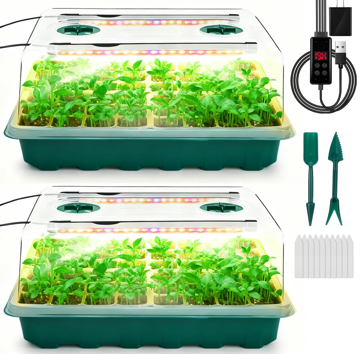 Ryscam 96-cell seed starter tray with grow light for indoor germination