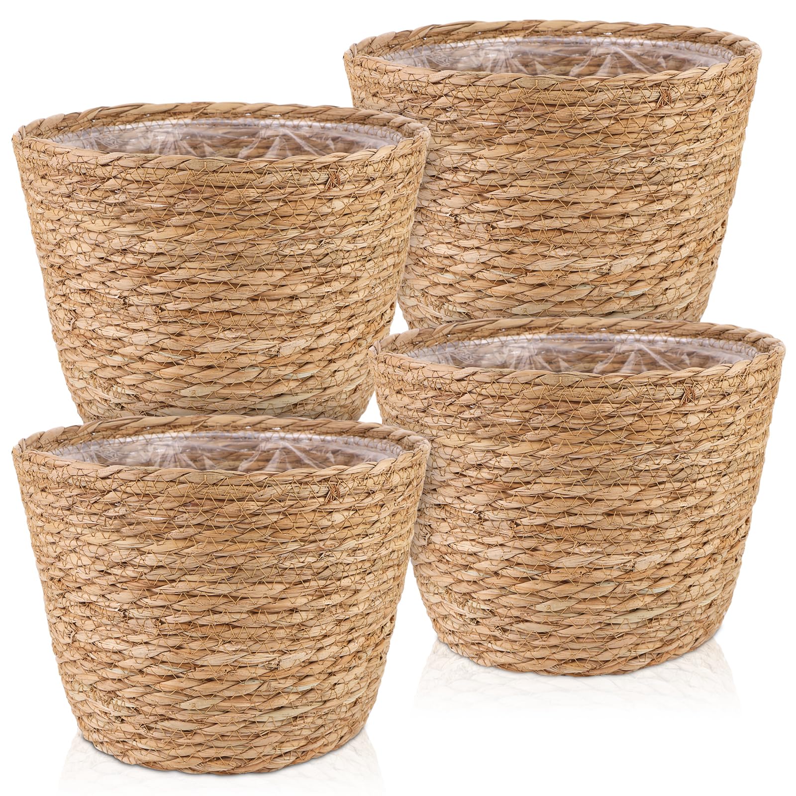 RZJSLSHANHAI four-pack seagrass planter baskets for stylish indoor plant displays