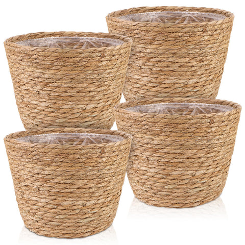 RZJSLSHANHAI four-pack seagrass planter baskets for stylish indoor plant displays