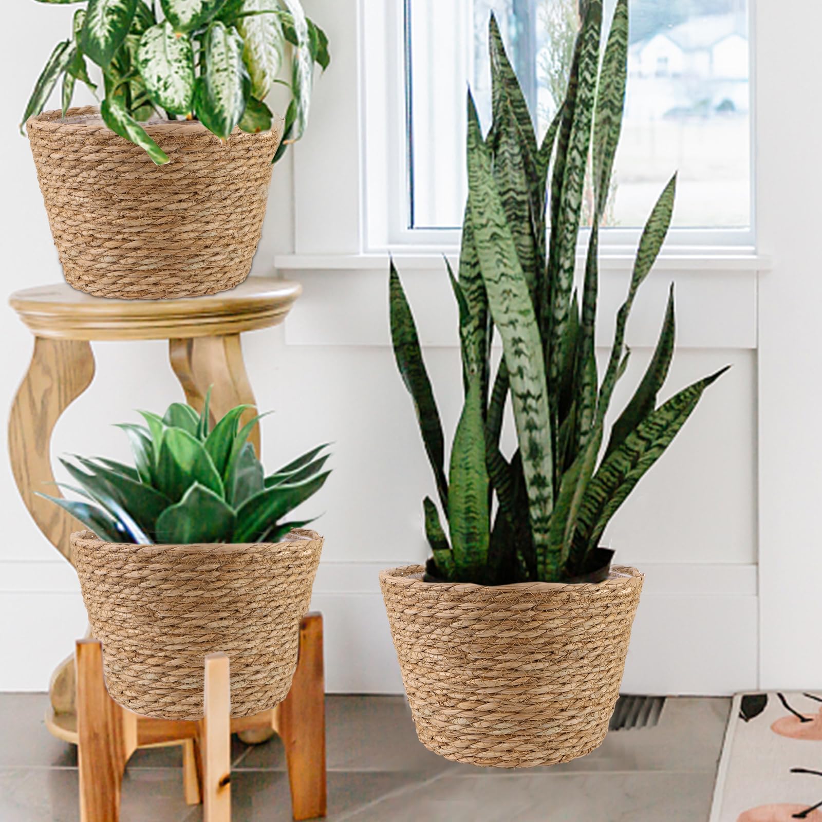 RZJSLSHANHAI natural Nordic aesthetic seagrass baskets for home