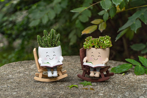 RZOIKZOI giftable smiley face planter for desks or shelves
