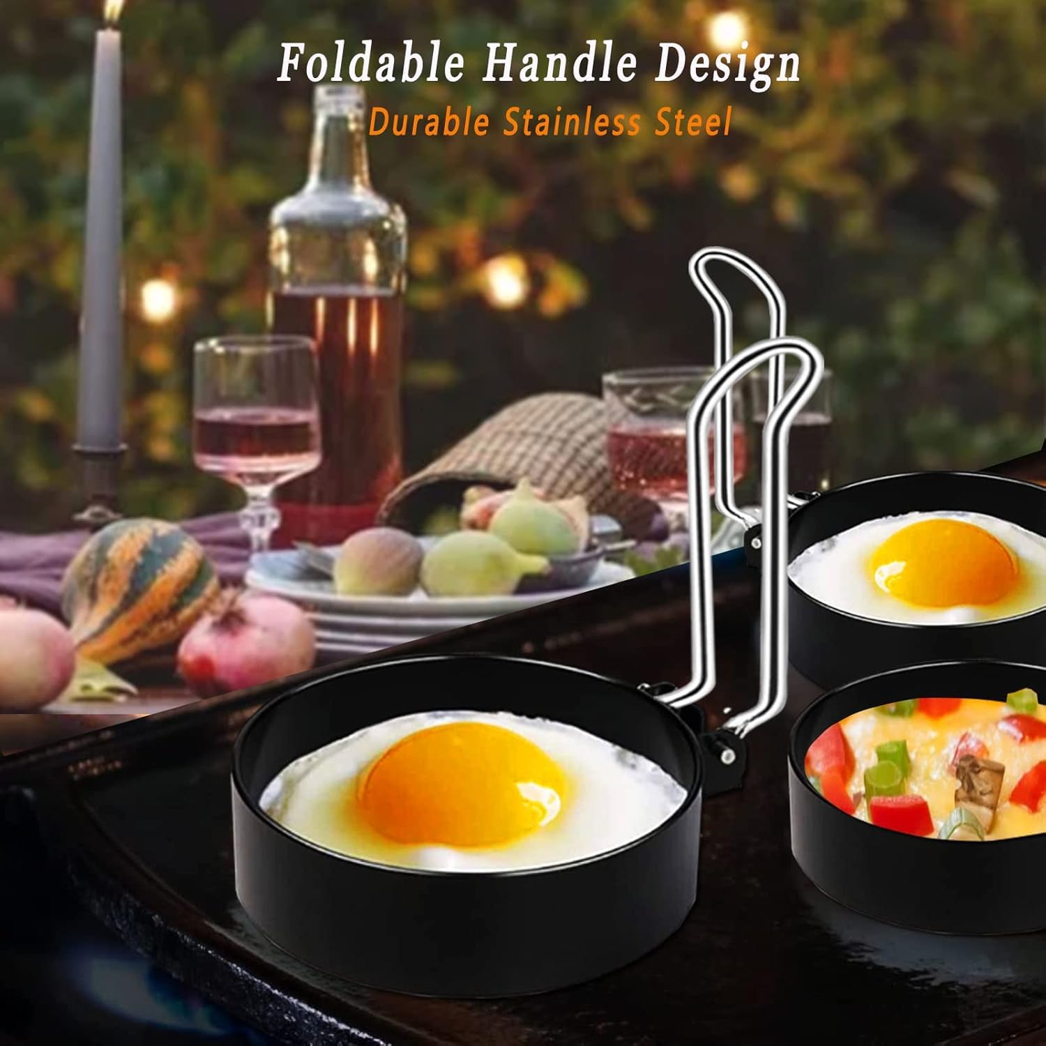RZSTBSFC 4-inch egg ring ensuring eggs fit sandwiches or burgers
