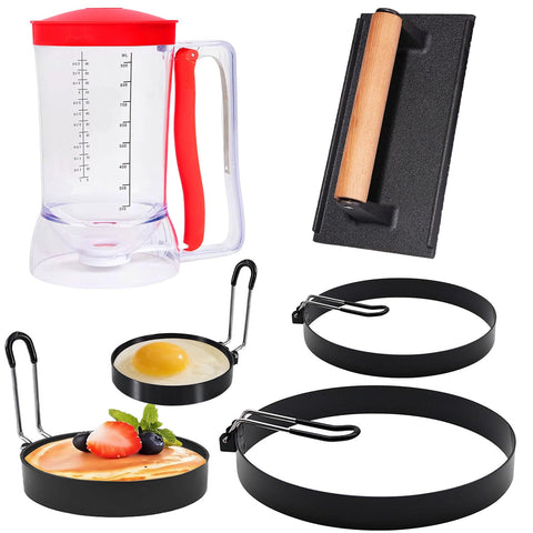 RZSTBSFC pancake batter dispenser aiding even pours for uniform pancakes