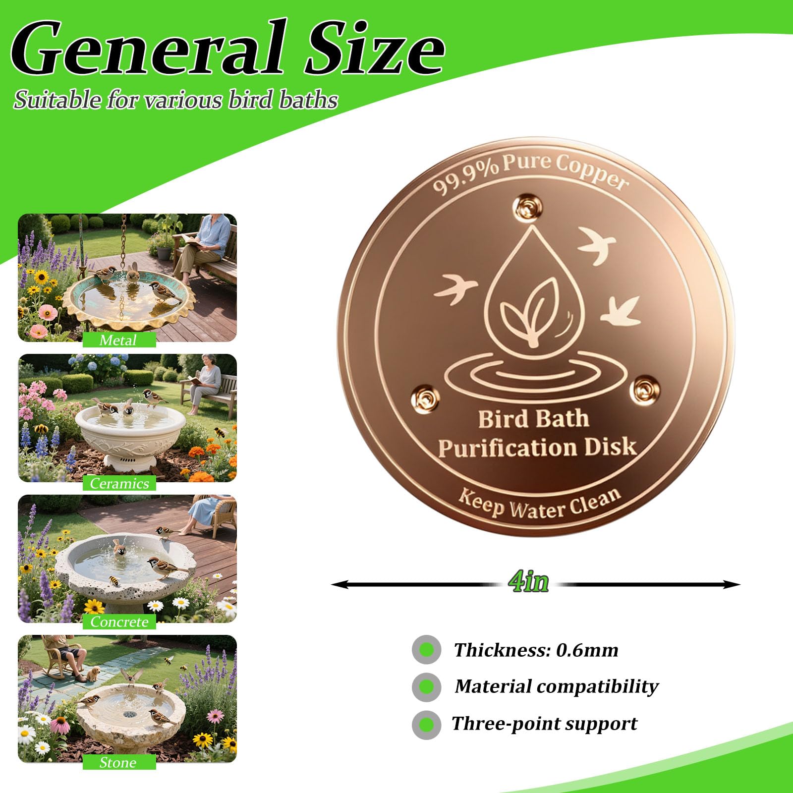 SAC SMARTEN ARTS copper disc with three-point support keeps water contacting effectively