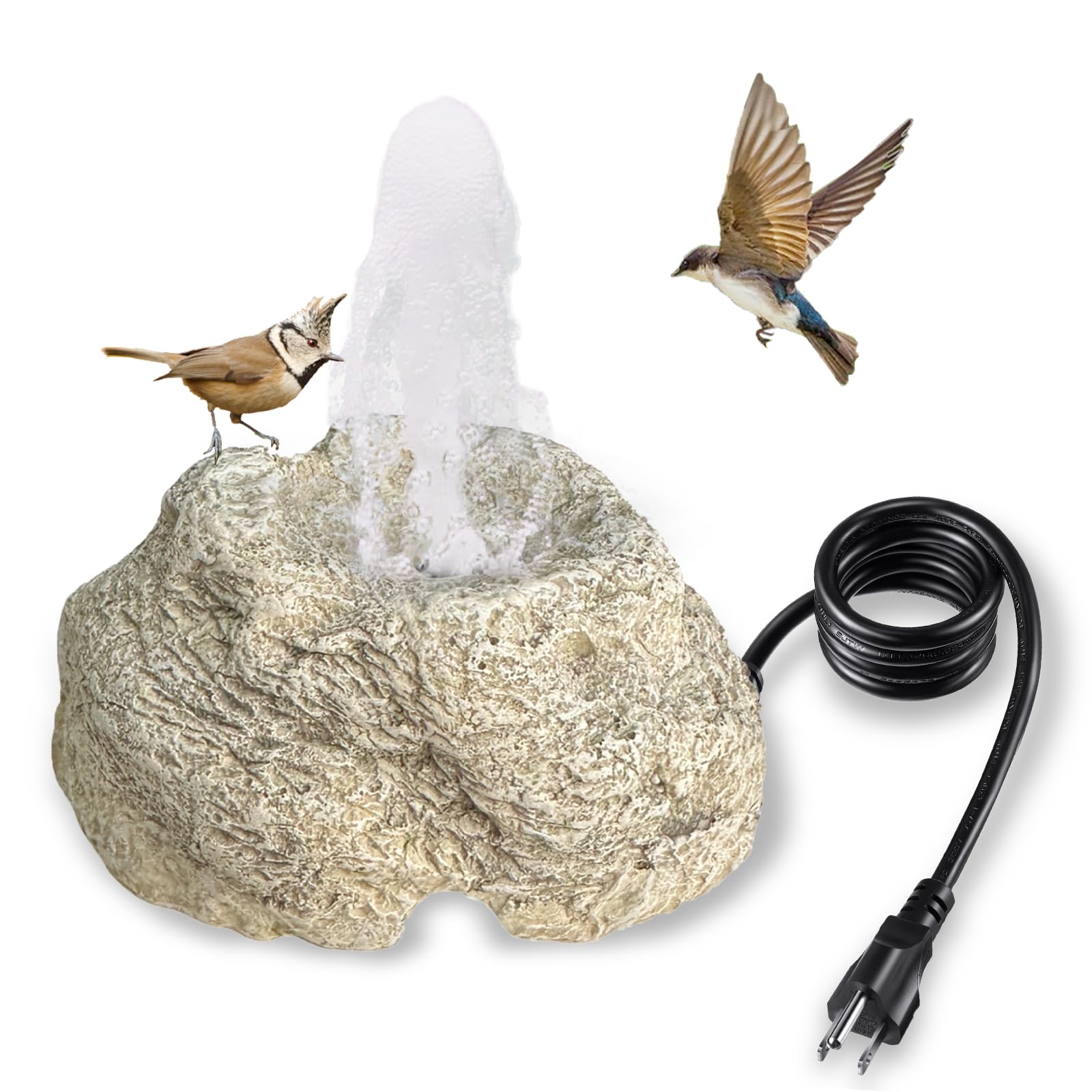 SAC SMARTEN ARTS fountain with natural rock appearance attracting birds.
