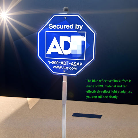 SACLMD blue reflective film closeup showing bright visibility in low light.
