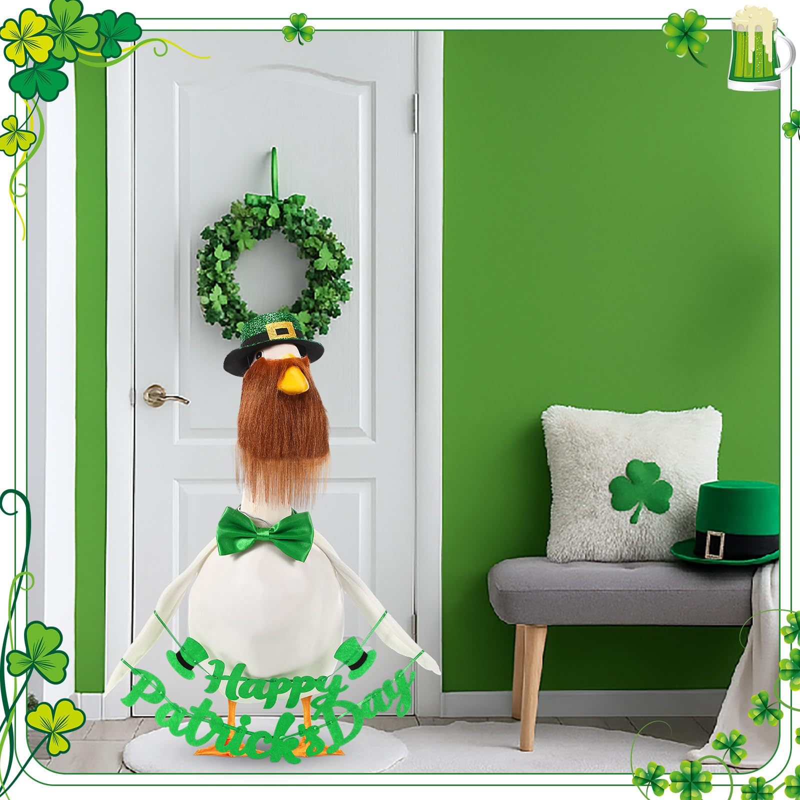 Sadnyy St Patrick's Day goose ensemble setup improves decorating speed