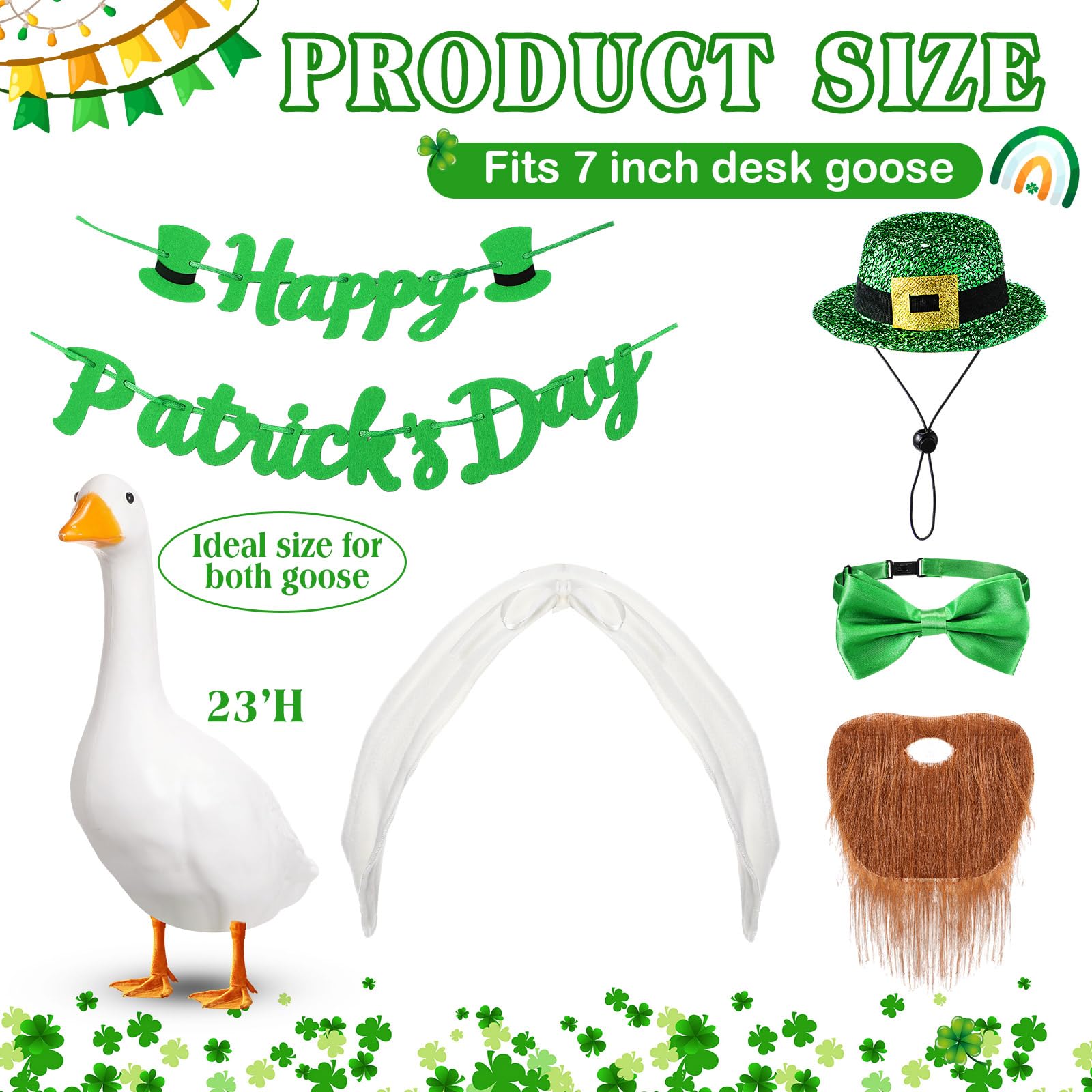 Sadnyy St Patrick's Day goose top hat elevates porch decor
