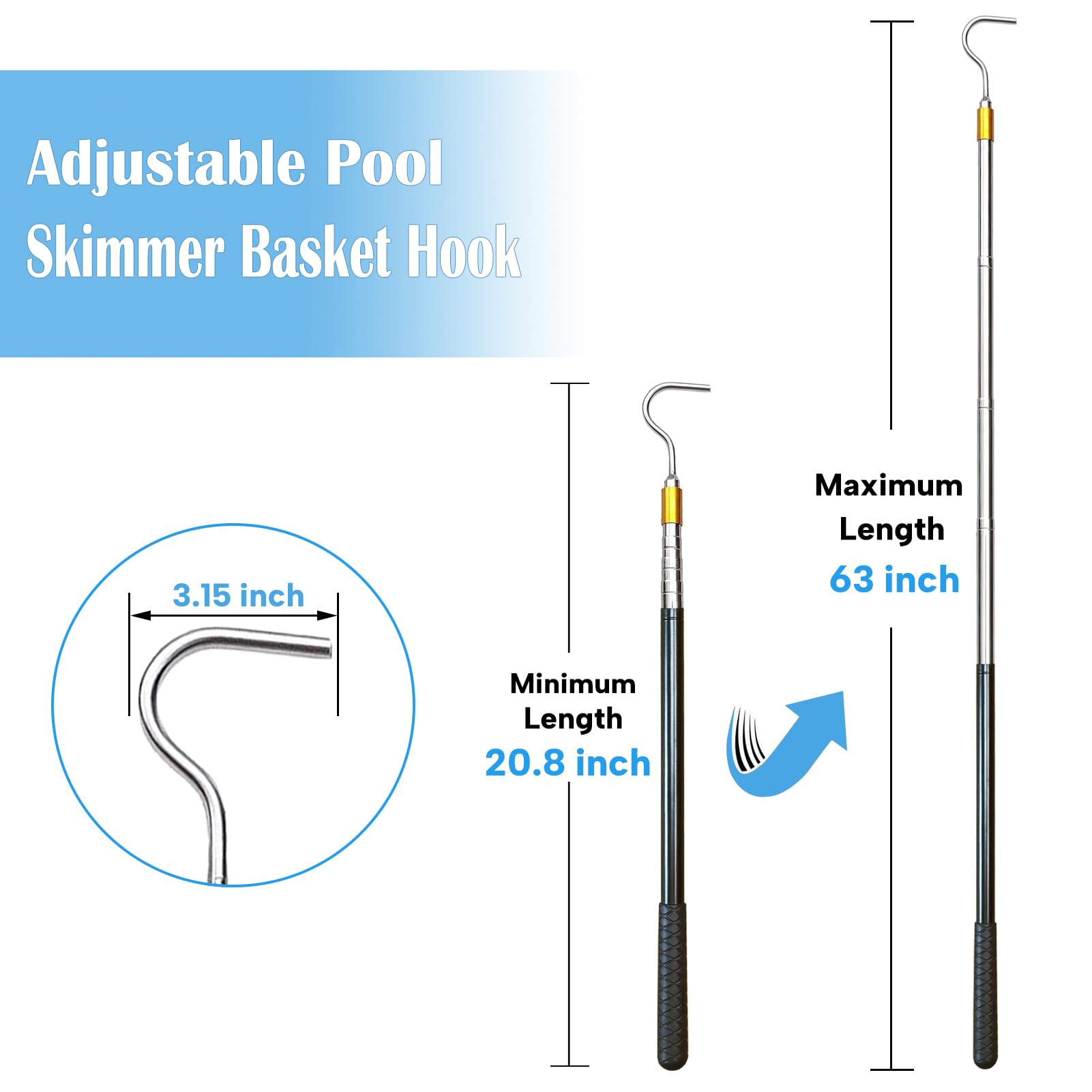 Sadoia non-slip rubber wrapped hook provides secure grip.