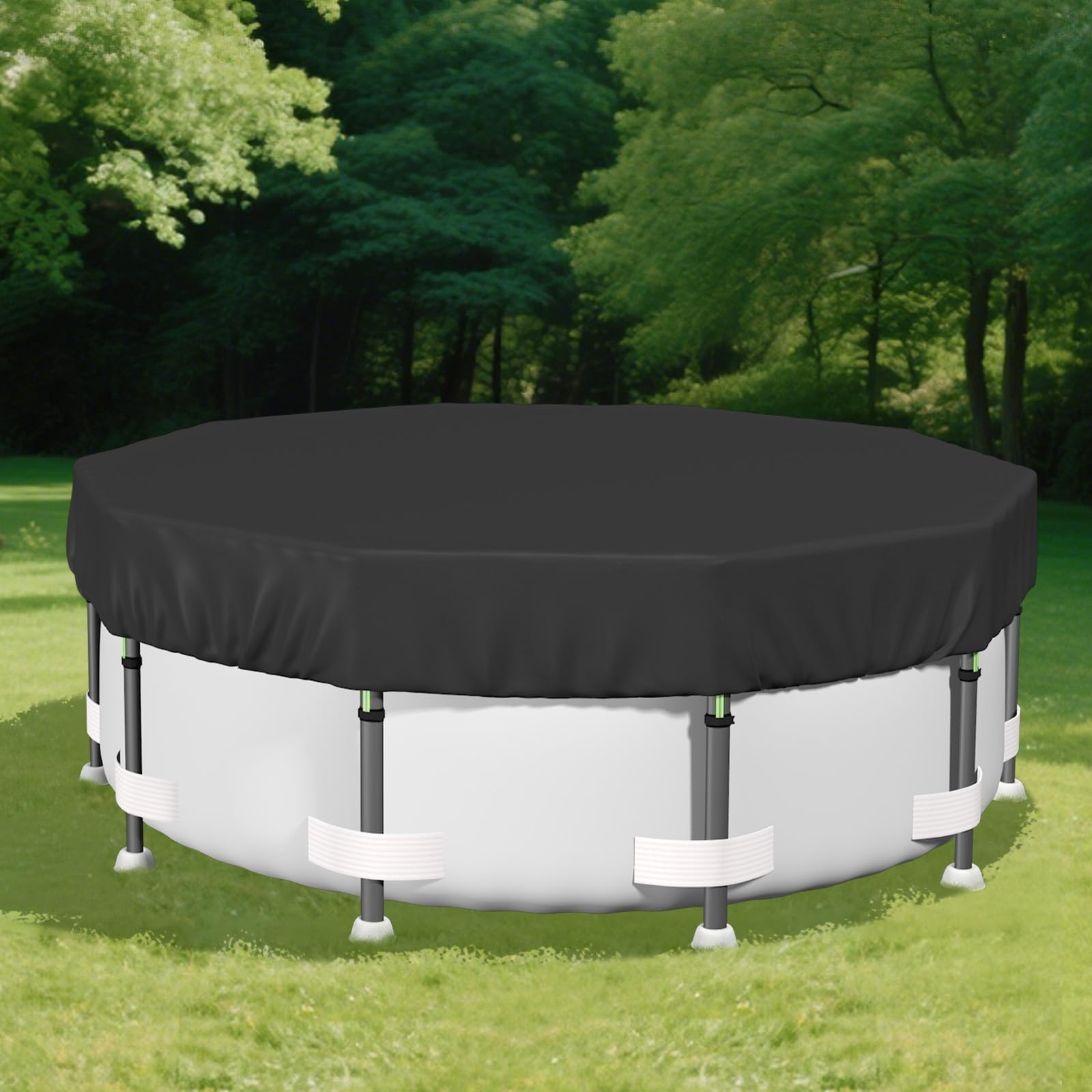 Safana 12ft round pool cover with upgraded 420D material for durable protection.