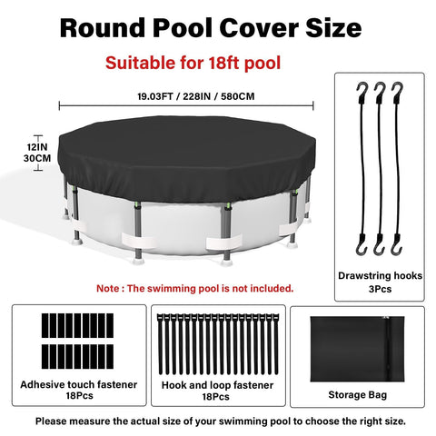 Safana round pool cover windproof seal demonstrates secure fit.