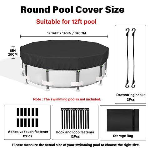 Safana round pool cover windproof strap system for secure fit.