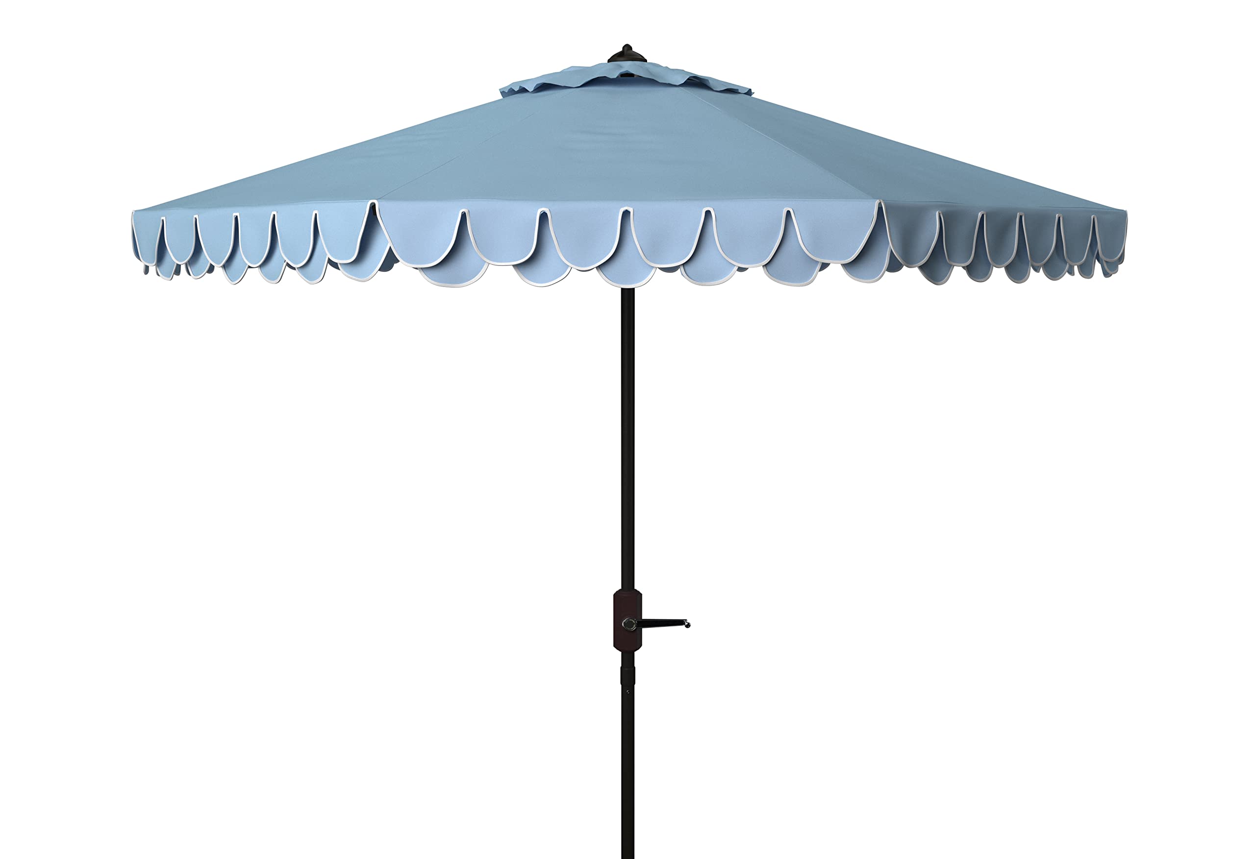 SAFAVIEH 9ft outdoor umbrella round canopy provides broad shade for patios and pool areas.