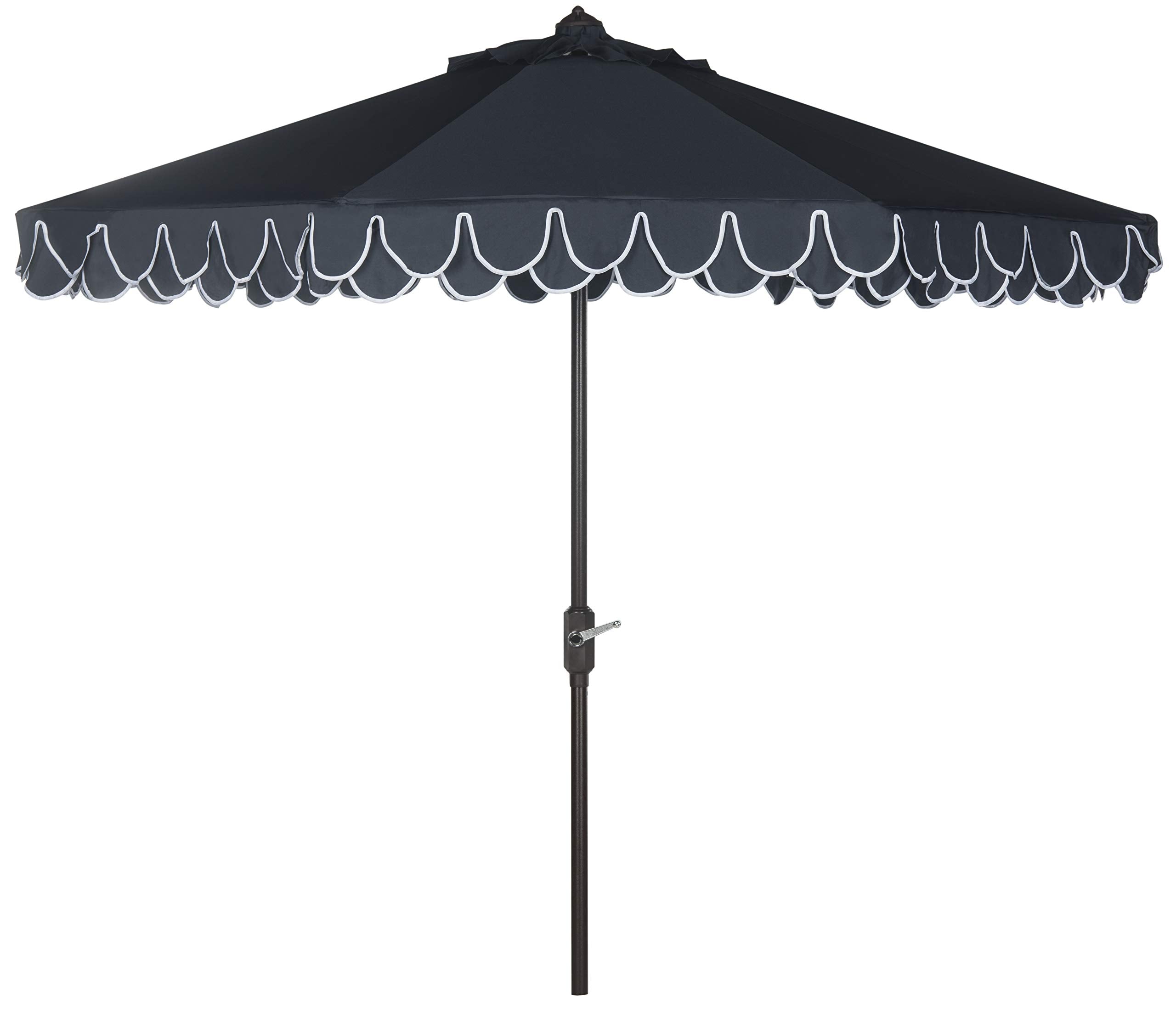 Safavieh 9ft round umbrella with valance for stylish sun shade.
