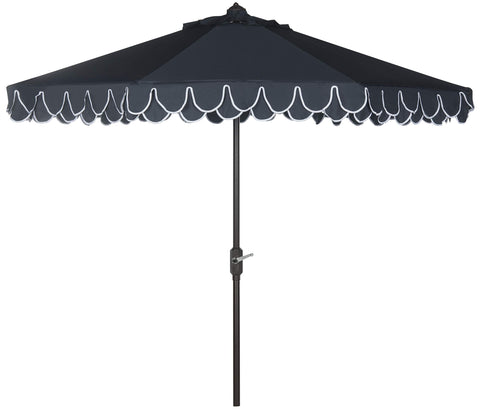 Safavieh 9ft round umbrella with valance for stylish sun shade.