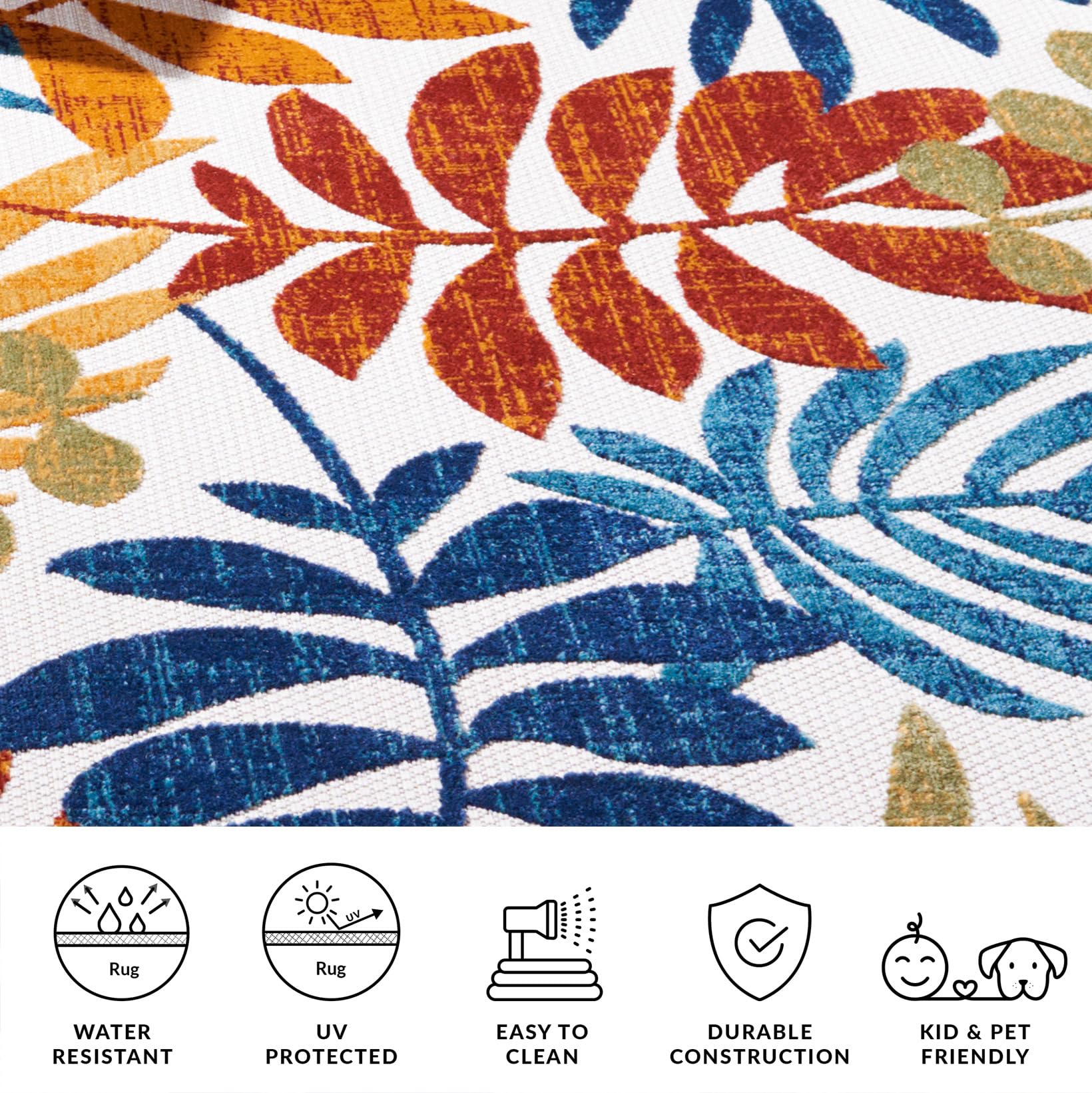 Safavieh Cabana rug with cream-red floral design, adds color to outdoor spaces