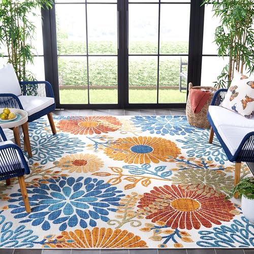 SAFAVIEH Cabana rug endures weather, keeping colors bright in rain.