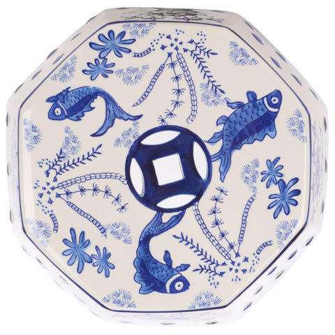 Safavieh Castle Gardens chinoiserie pattern stool anchors outdoor décor with timeless appeal