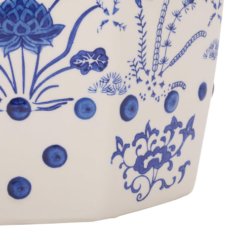Safavieh Castle Gardens garden stool doubles as a decorative surface for entertaining