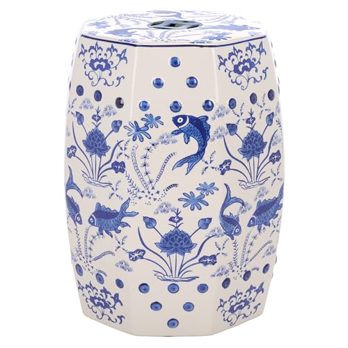 Safavieh Castle Gardens stone-base stool side view adds architectural charm to patios