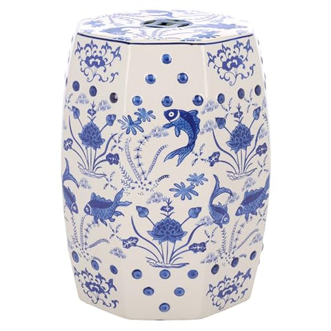 Safavieh Castle Gardens stone-base stool side view adds architectural charm to patios