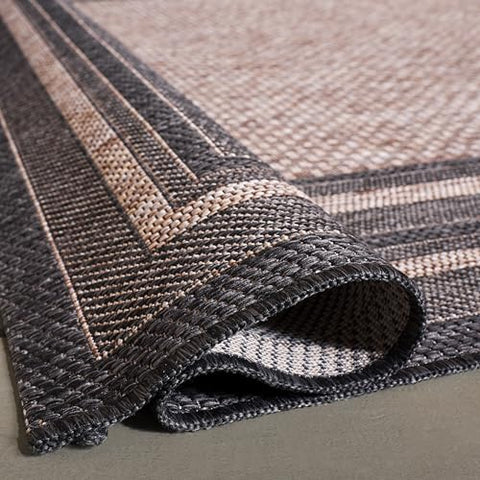 SAFAVIEH Courtyard natural-black runner for mudrooms and entryways with durable weave.