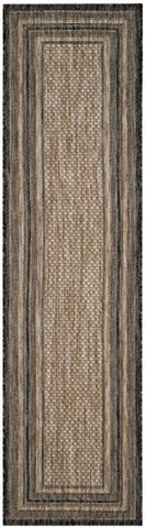 SAFAVIEH Courtyard natural-black runner poolside, water-resistant for outdoor entertaining.