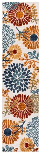 SAFAVIEH Cabana floral pattern rug enhances patio or entryway styling.