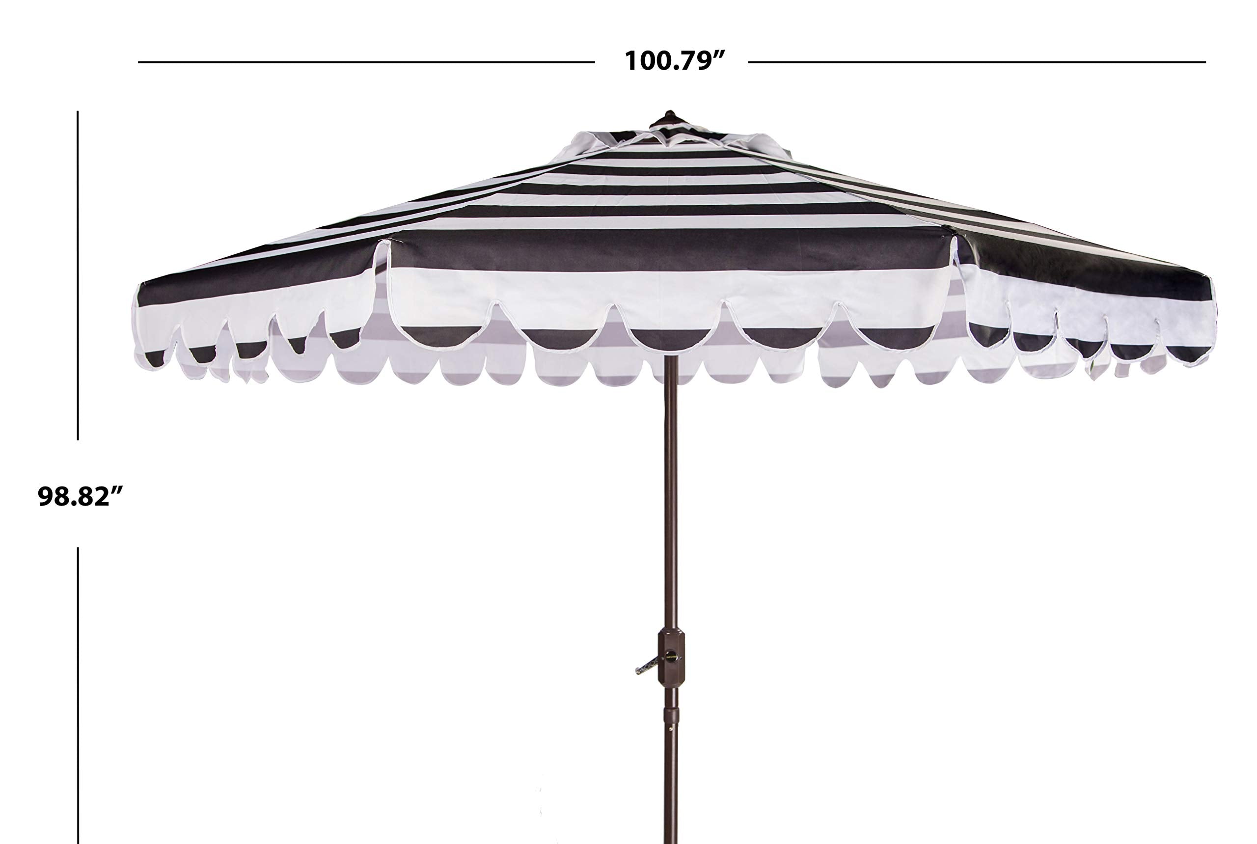 SAFAVIEH Maui round umbrella with durable metal frame for outdoor longevity.