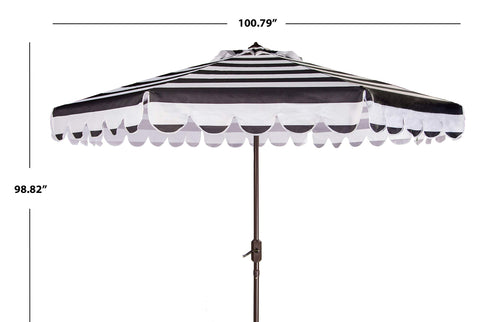 SAFAVIEH Maui round umbrella with durable metal frame for outdoor longevity.