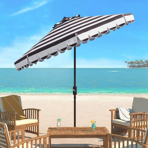 SAFAVIEH Maui round umbrella with button tilt for adjustable shade.