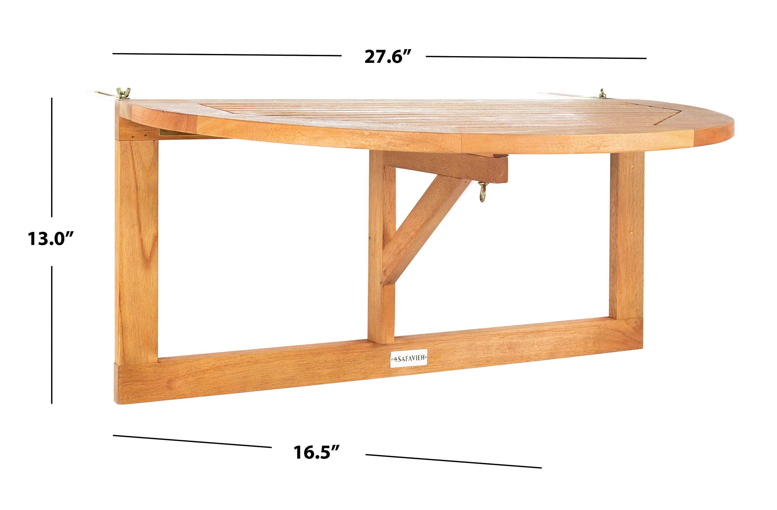 Safavieh Owens table dimensions 16.5 by 27.6 inches for balcony flexibility
