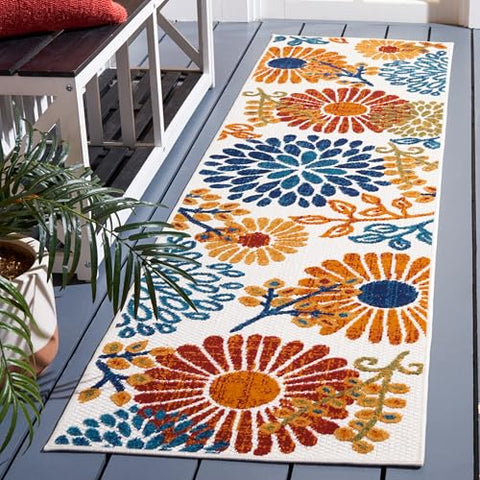 SAFAVIEH Cabana rug offers stain, weather, and UV resistance for outdoors.