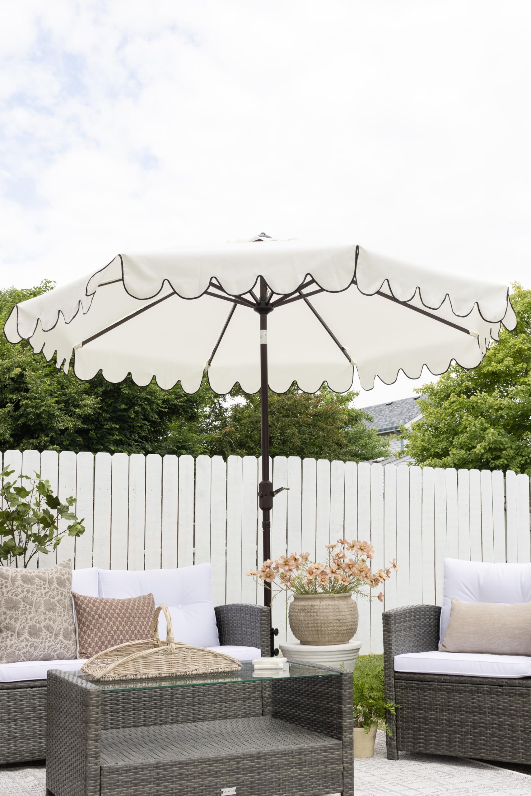 Safavieh Venice umbrella ideal for deck setup and entertaining.