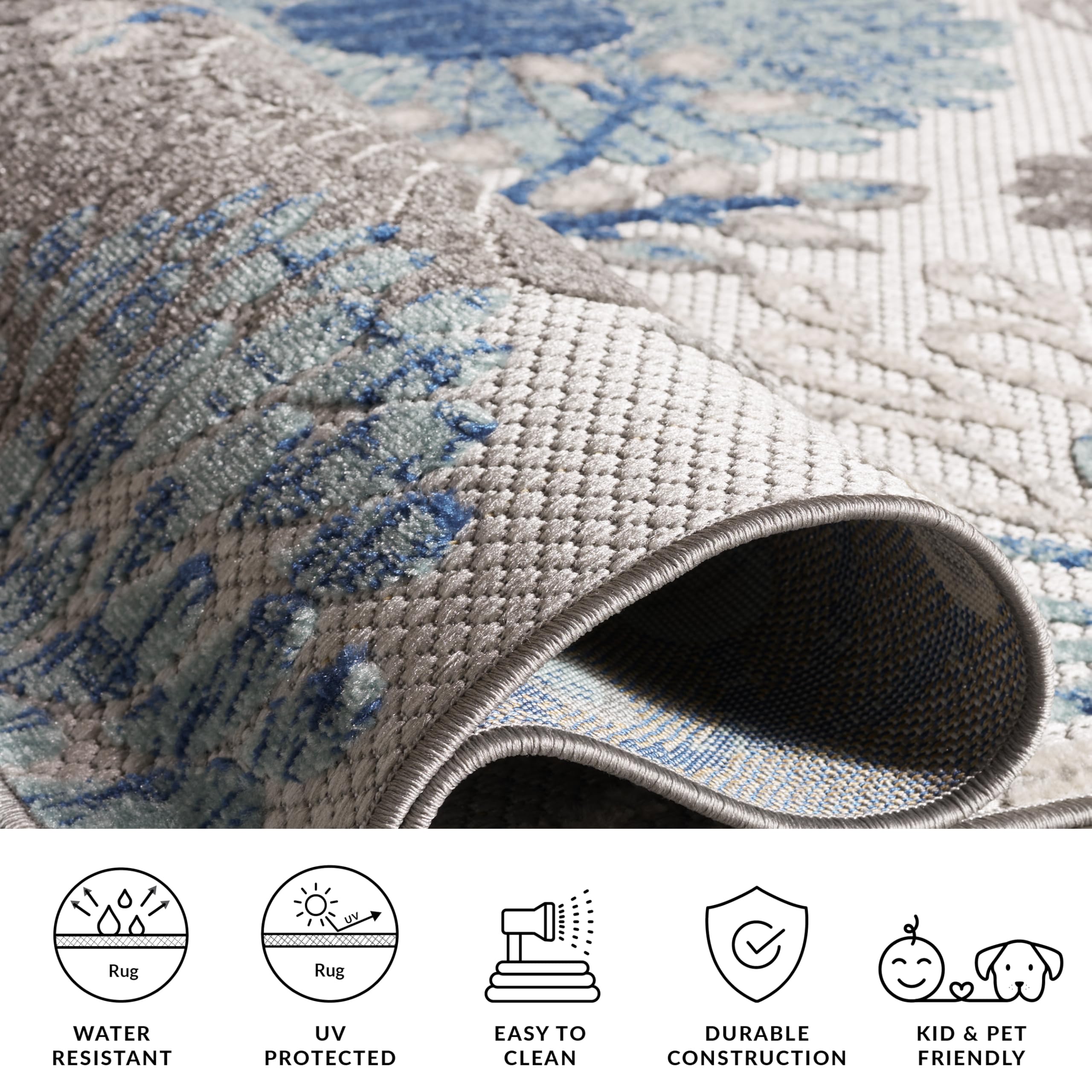 Safavieh Cabana rug care scene shows air-drying after cleaning.