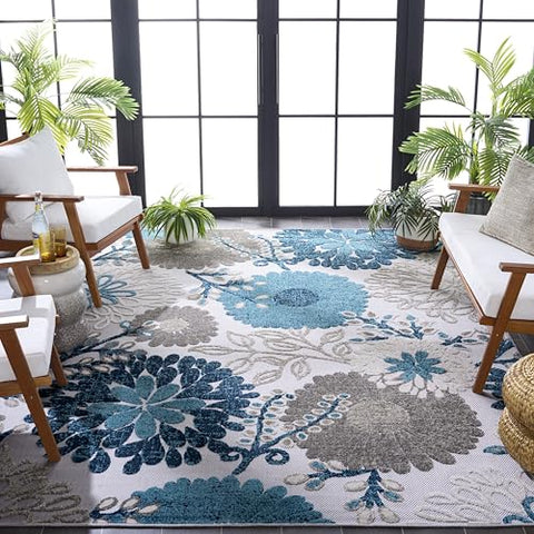 Safavieh Cabana rug in entryway highlights versatile indoor-outdoor styling.