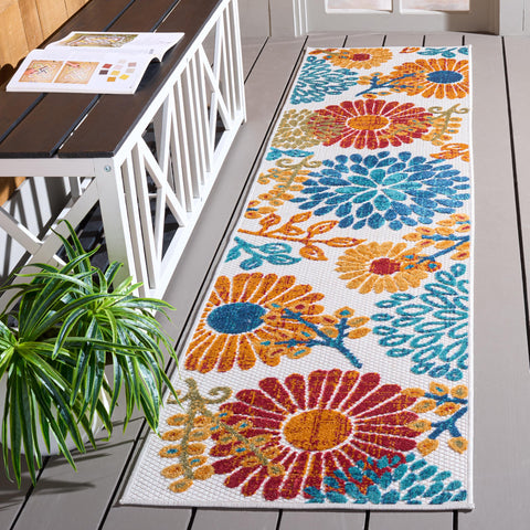 SAFAVIEH Cabana 2x8 runner in cream and red, easy to clean for outdoor spaces.