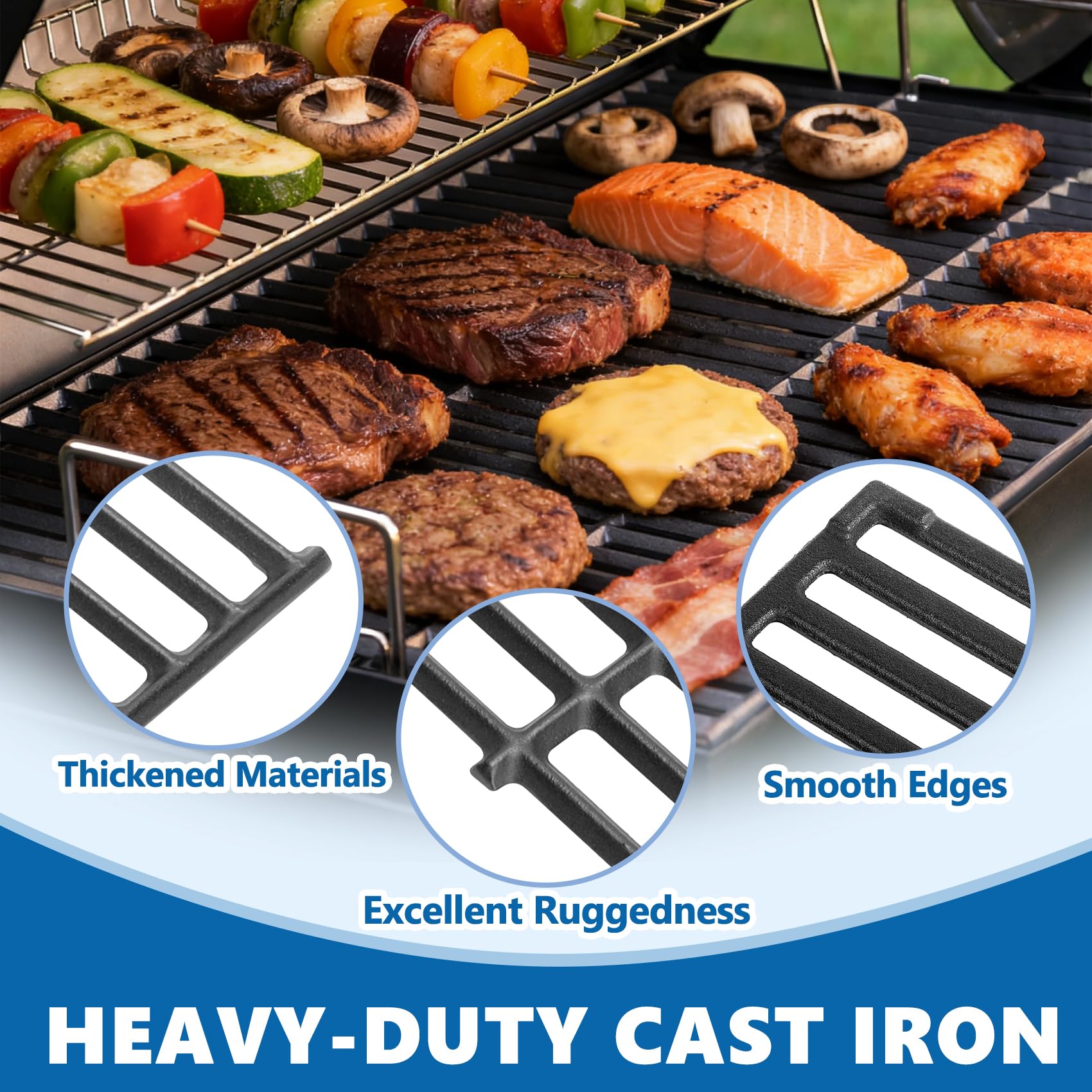 SafBbcue cast iron construction close-up showing durability