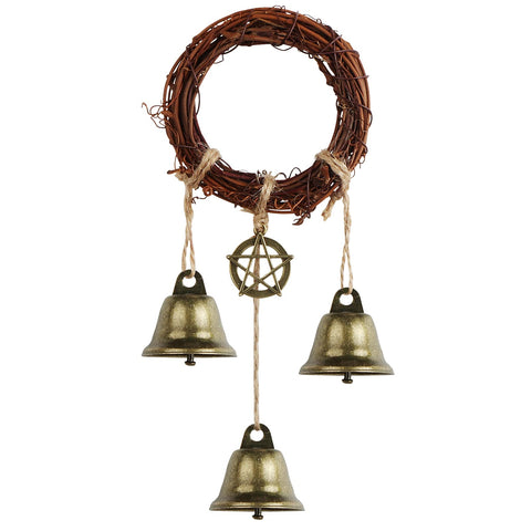 Safcare Witch Bells on a door knob enhance rustic decor and invoke protective ambiance.