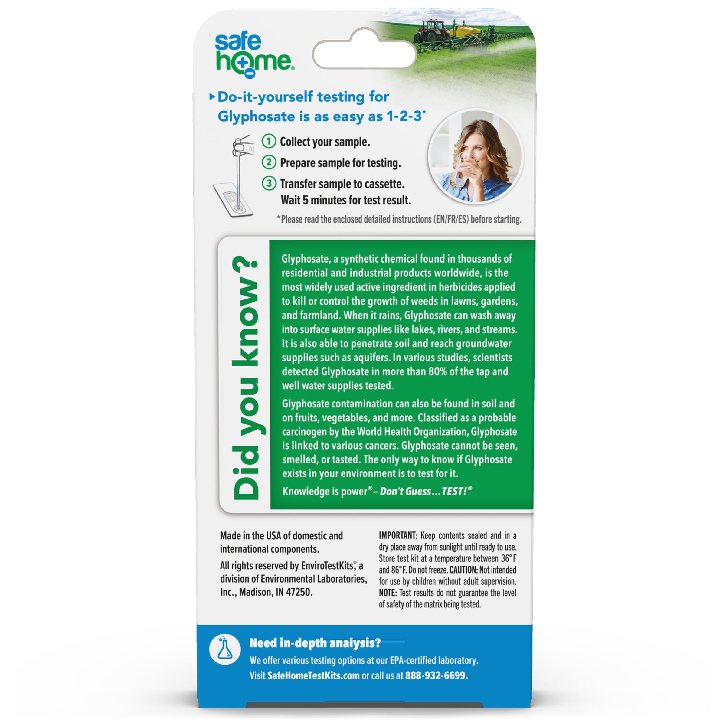 Safe Home Glyphosate Test Kit components arranged for simple setup and use.